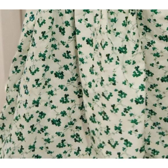 Vintage Green St. Patrick's Day Irish Shamrock Girl's Prairie Dress Puff Sleeves - Picture 6 of 15